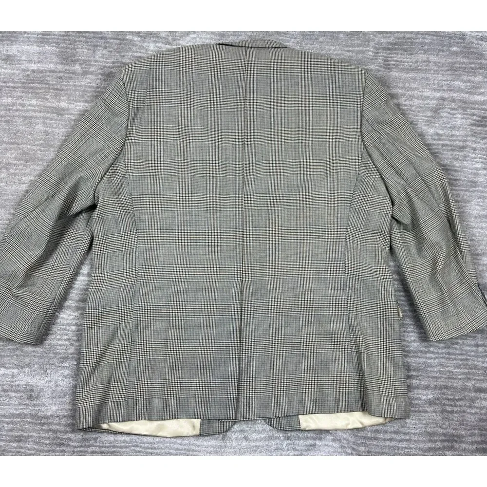 Robert Stock Blazer Mens 48R Multicolor‎ Wool Houndstooth Jacket Sport Coat